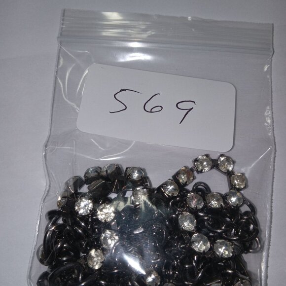 Vintage Victorian Layered Gunmetal Chain Necklace Clear Rhinestones Multi-strand - Picture 7 of 7